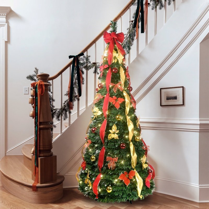 Prelit Full Pop Up Christmas Tree With Warm LED Lights - Image 4