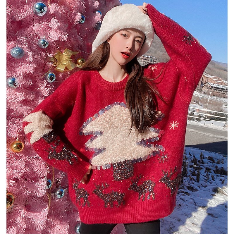 Women's Mid-length Christmas Lazy Loose Bottoming Sweater - Image 5