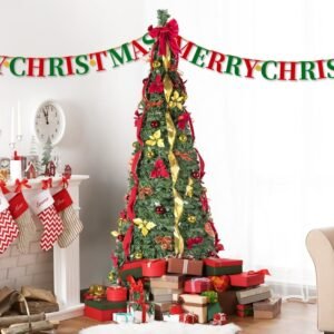 Prelit Full Pop Up Christmas Tree With Warm LED Lights