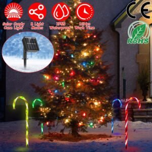 Solar Christmas Candy Cane Light IP55 Waterproof