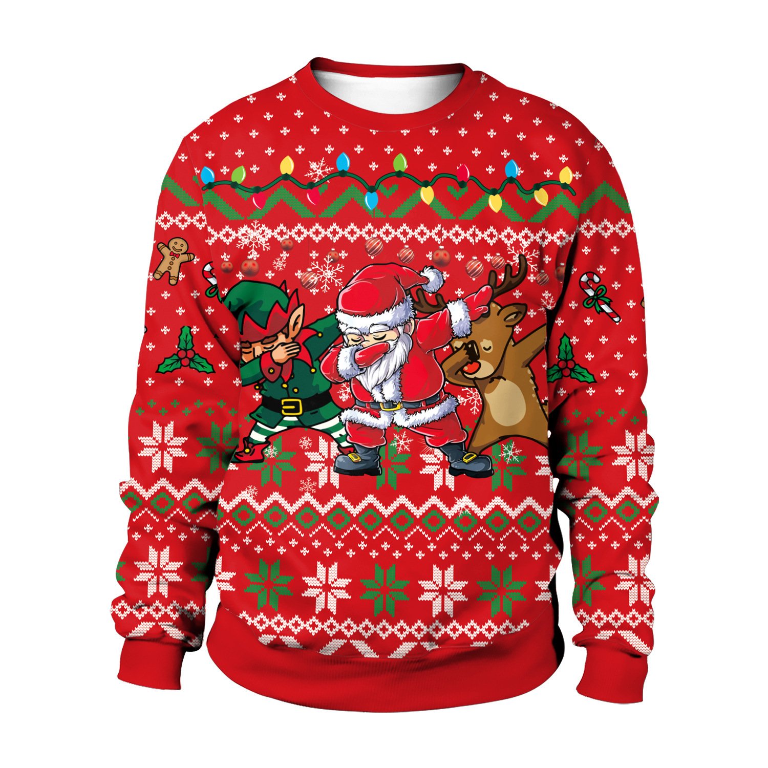 Men And Women Digital Printing Christmas Round Neck Sweater Tops - Image 10