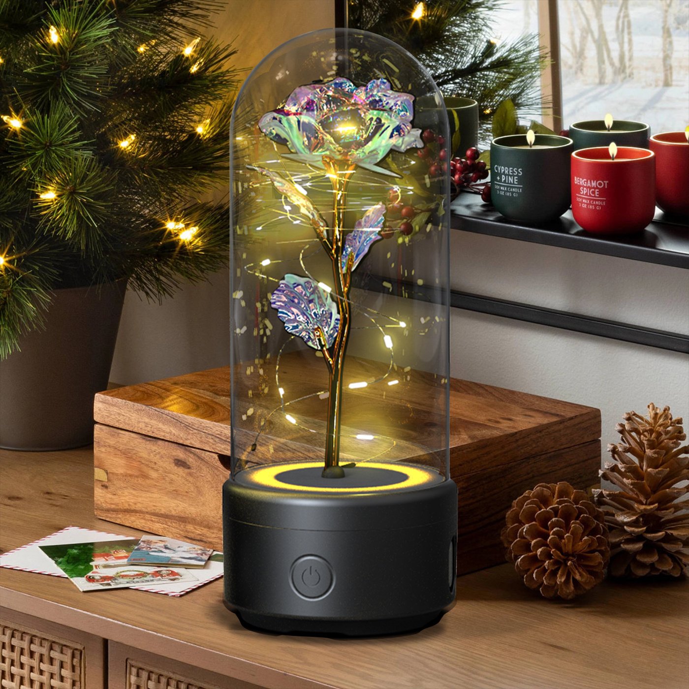 Creative 2 In 1 Rose Flowers LED Light And Bluetooth-compatible Speaker - Image 4
