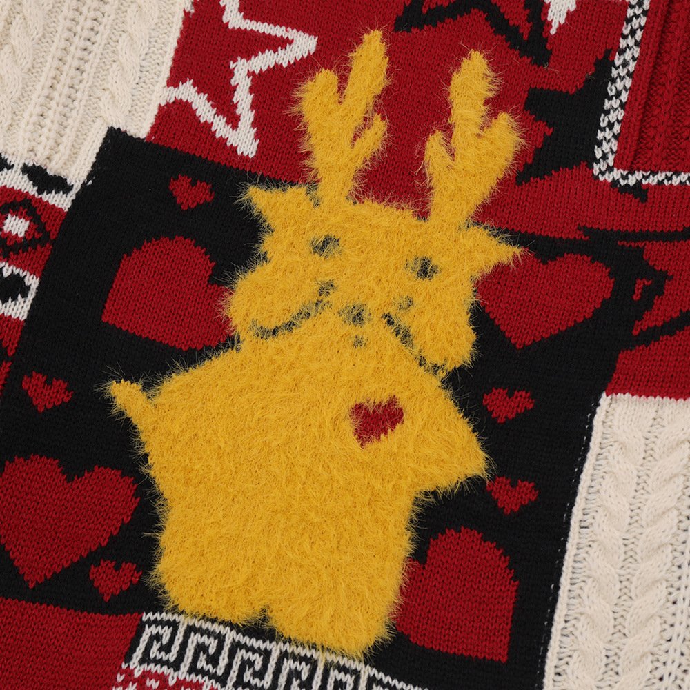 Christmas Cartoon Contrasting Color Jacquard Pullover Sweater - Image 6