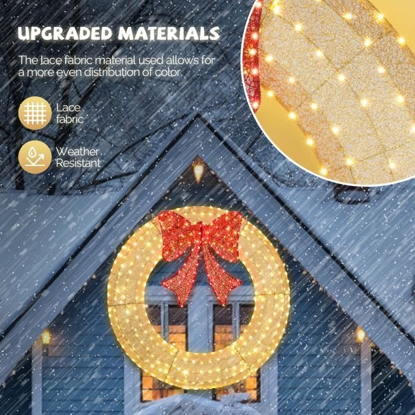 60in Pre-Lit Outdoor Christmas Wreath Decoration - Image 5