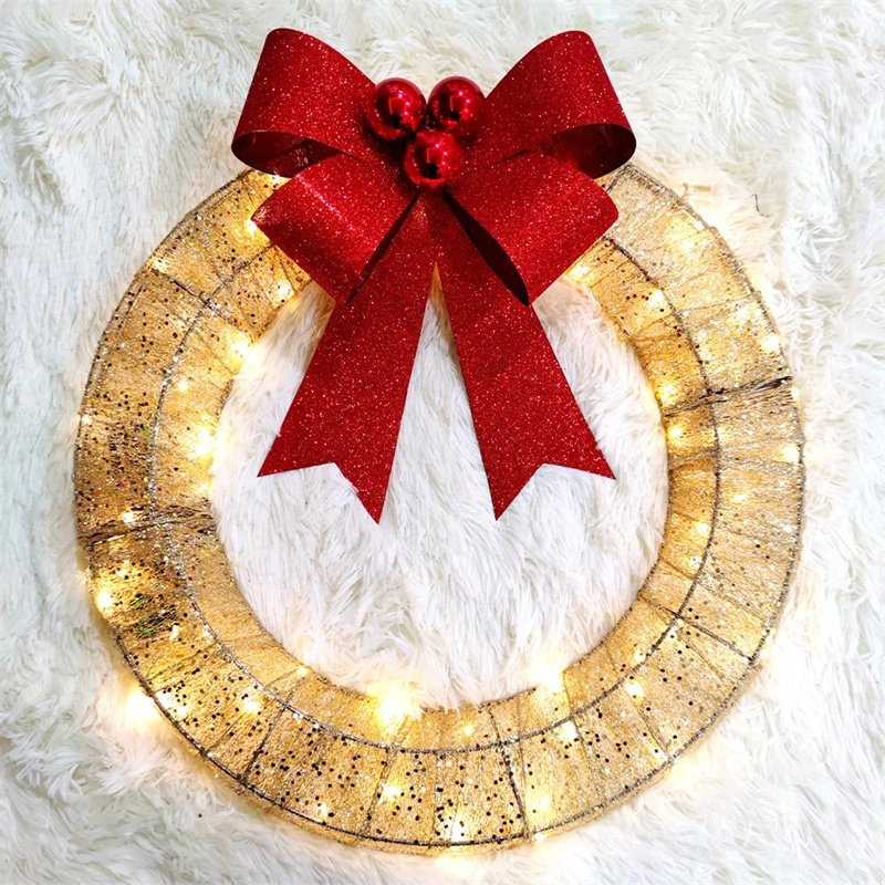 Lighted Christmas Door Wreath - Image 4