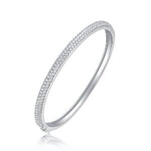 Fashion Bridal Pave AAA Cubic Zirconia Princess Cut Bangle Bracelet For Women