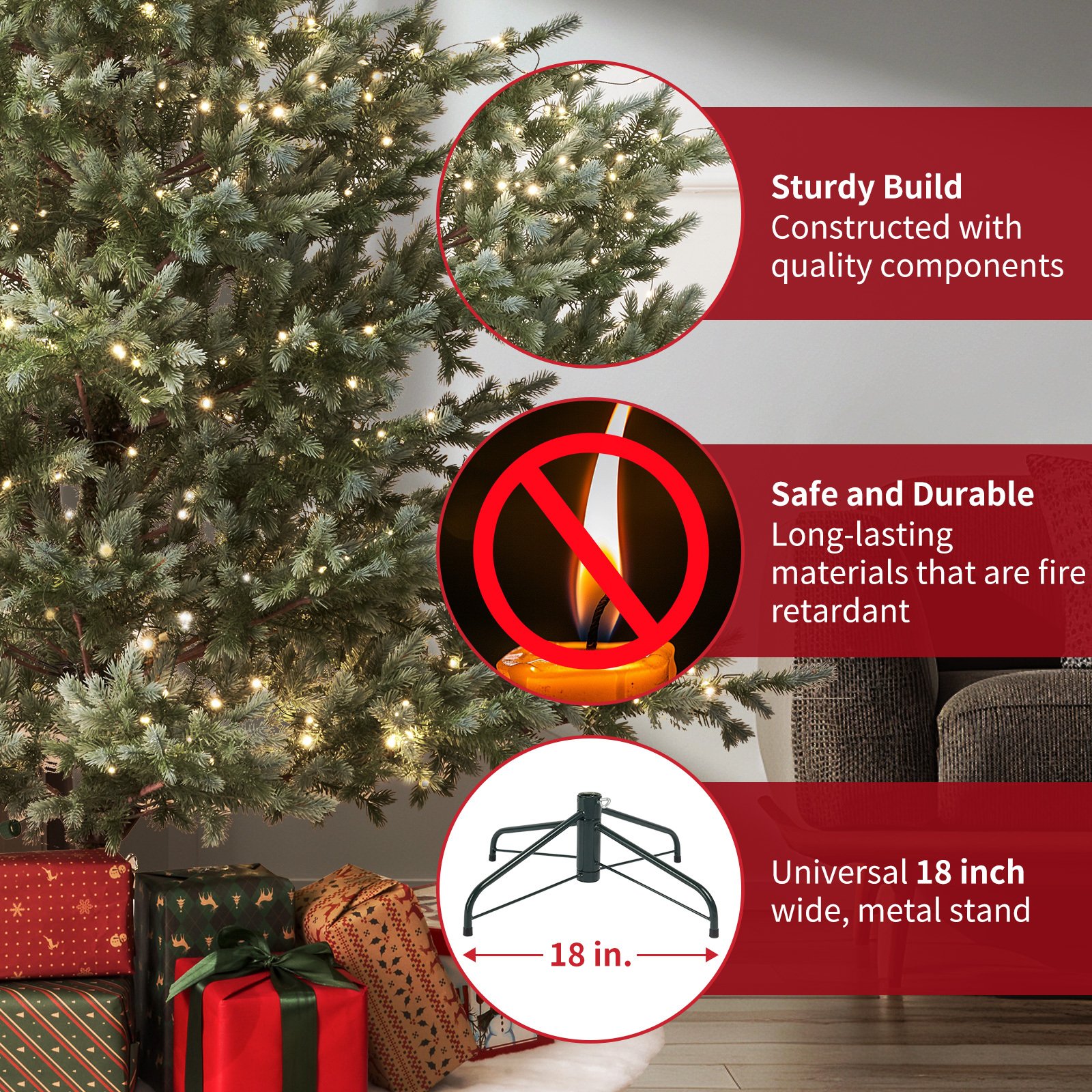 Colorado Blue Spruce 7.5ft Christmas Tree Pre-Lit Artificial - Image 5