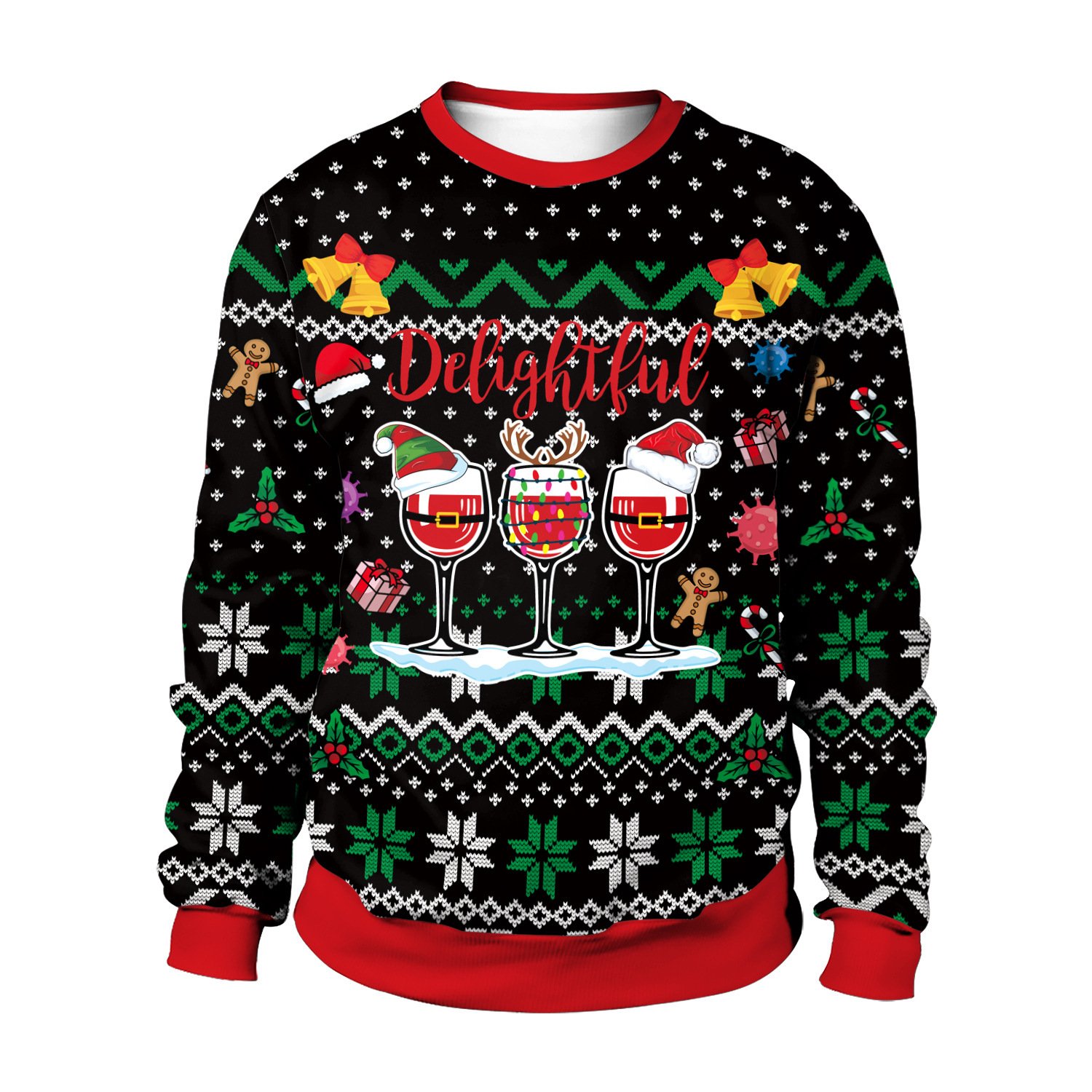 Men And Women Digital Printing Christmas Round Neck Sweater Tops - Image 7