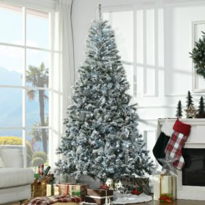 7.5' Prelit Artificial Flocked Christmas Trees