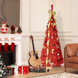 6-foot Red Pop-up Christmas Tree With 150 Warm White LED Lights