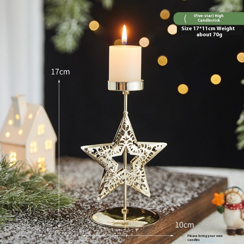 Romantic Christmas Wrought Iron Candlestick Candle Tray Decoration - Image 4