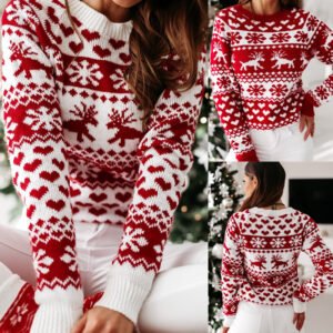 Women Christmas Sweaters Winter Long Sleeve Knitted Sweater