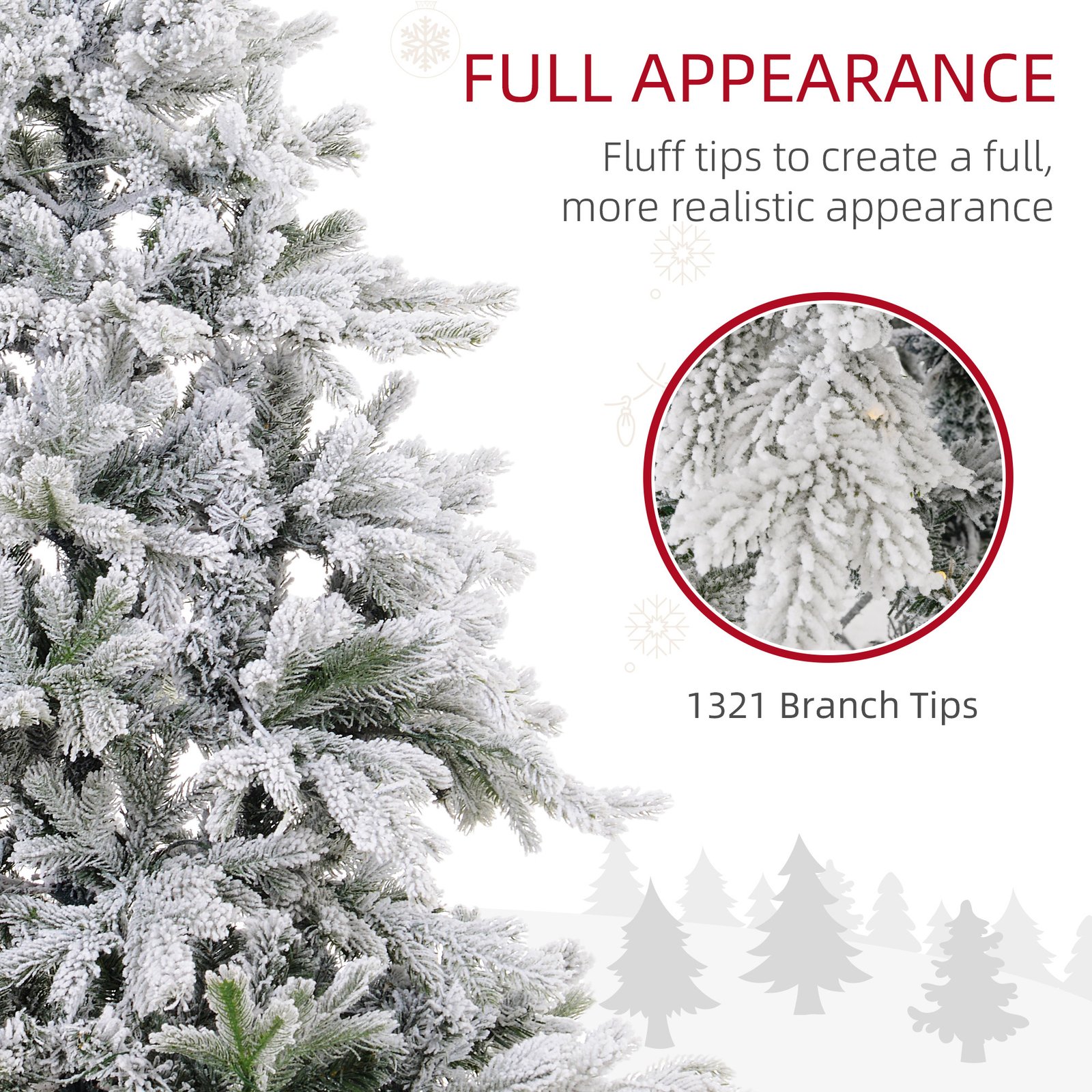 Artificial Prelit Christmas Tree with Warm LED Light and Snow Flocked Branches - Image 2