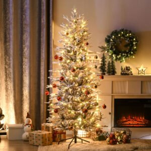 6' Pre Lit Artificial Flocked Christmas Trees