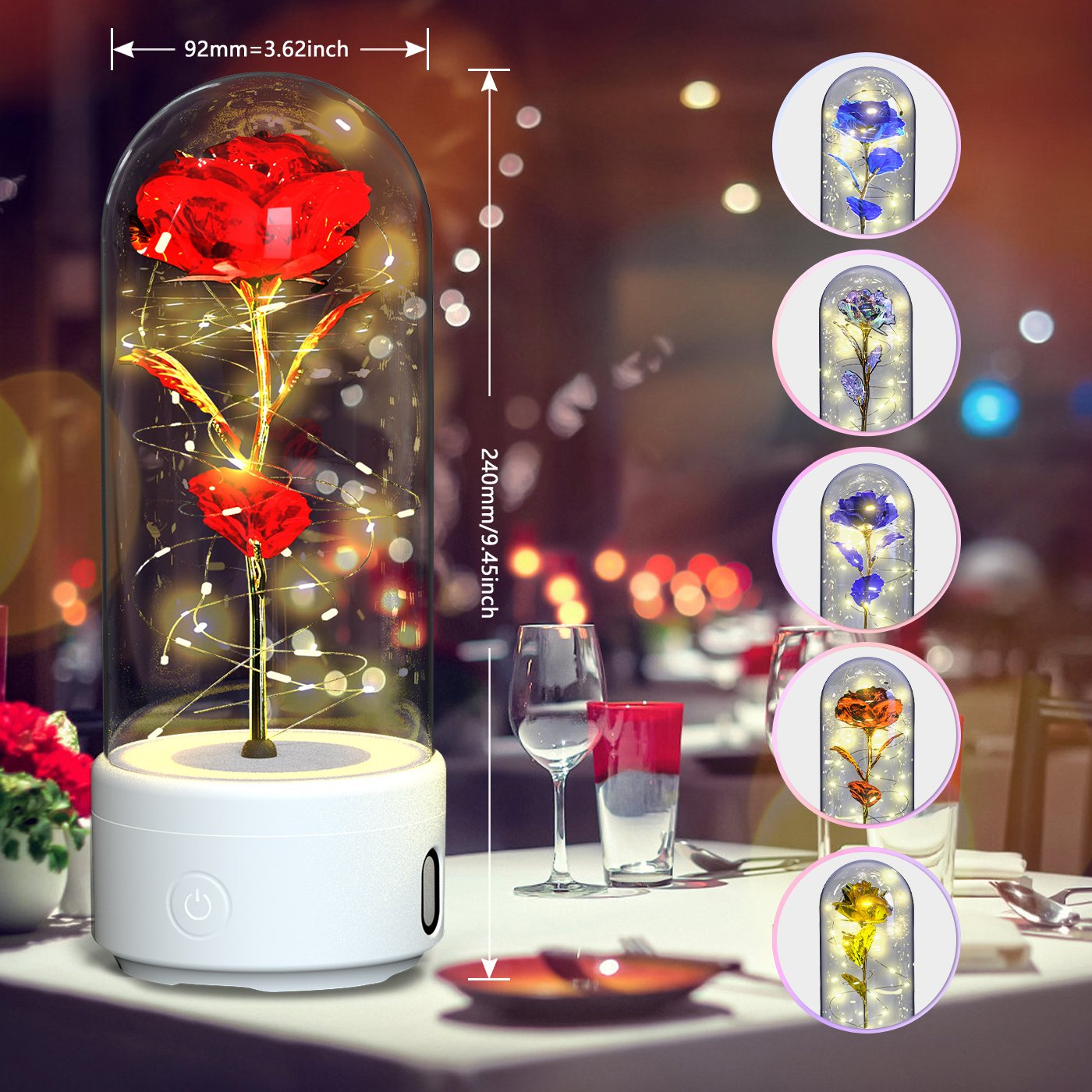 Creative 2 In 1 Rose Flowers LED Light And Bluetooth-compatible Speaker - Image 7