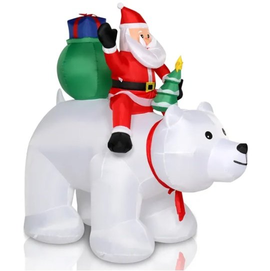 6ft 15W 7pcs LED Lights Santa Claus Rides Polar Bear Garden Santa Claus Decoration - Image 6