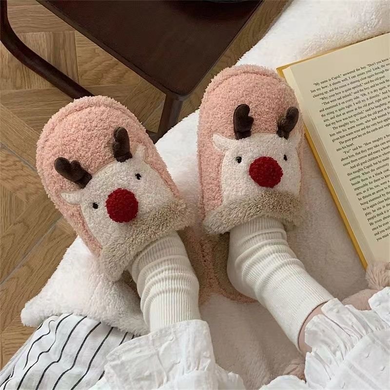 Fashion Non-slip Warm Christmas Elk Plush Shoes - Image 3