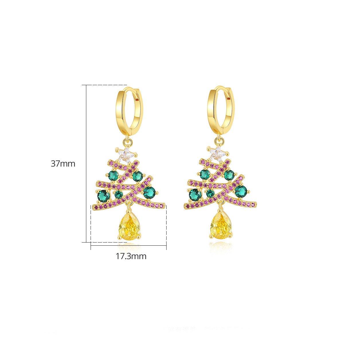 Shiny Rhinestone Christmas Tree Earrings - Image 6