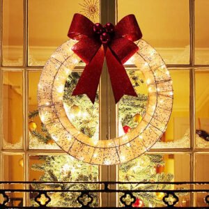 Lighted Christmas Door Wreath