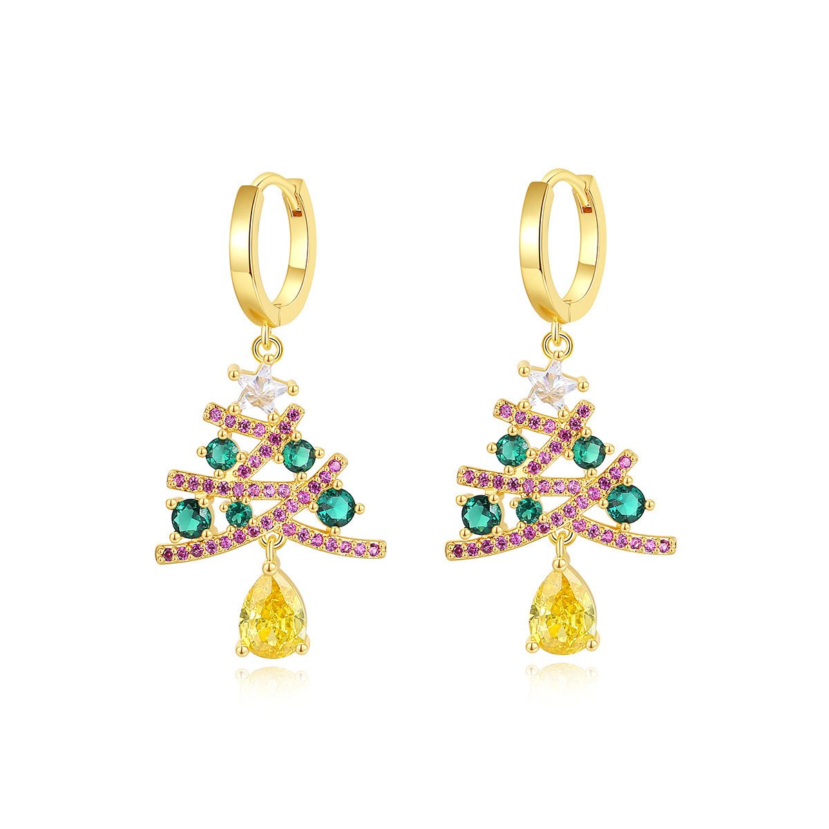 Shiny Rhinestone Christmas Tree Earrings - Image 4