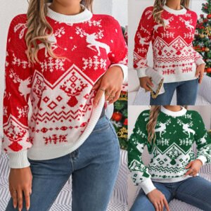 2025 New Year Autumn Winter Casual Deer Pattern Long Sleeve