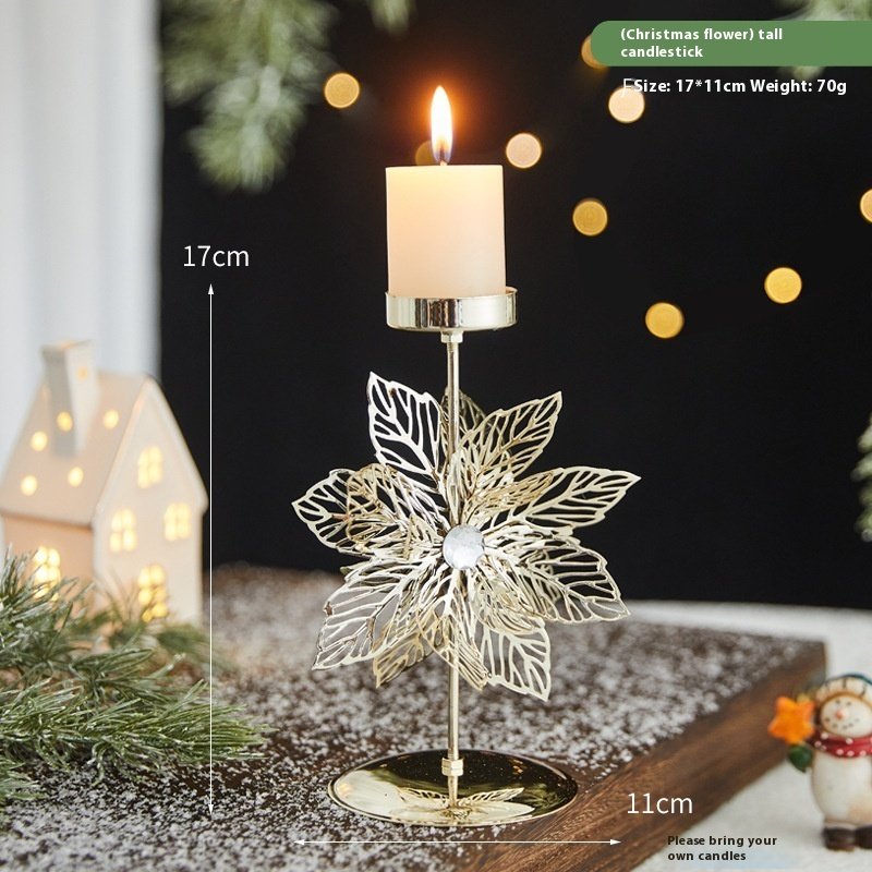 Romantic Christmas Wrought Iron Candlestick Candle Tray Decoration - Image 6
