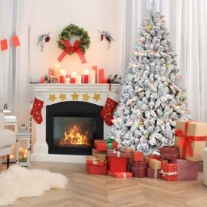 4 5 6 7 FT PVC Mixed Floceked Tree Artificial Full Christmas Tree