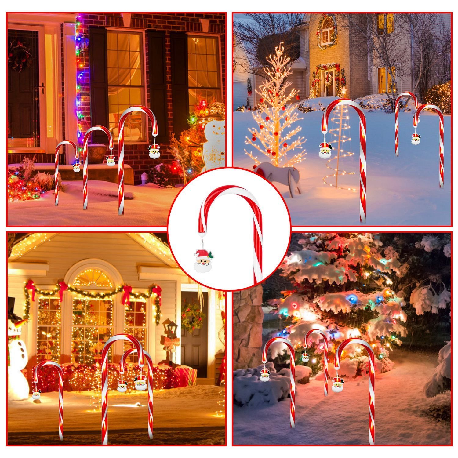 1Set Solar Christmas Candy Cane Lights With 12 Candies 72LEDs Outdoor - Image 10