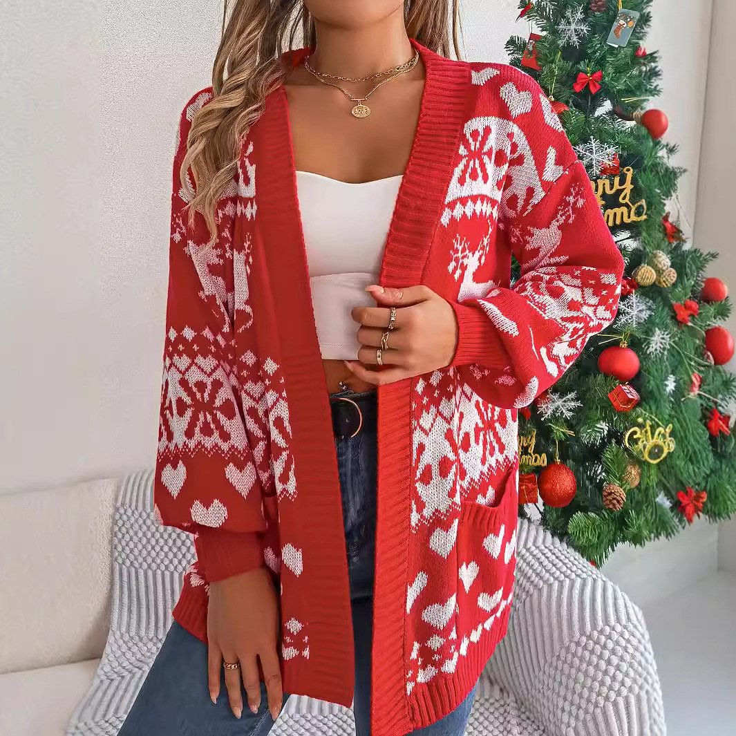 Christmas Clothes Women's Open Front Cardigan Knitwear - Image 7