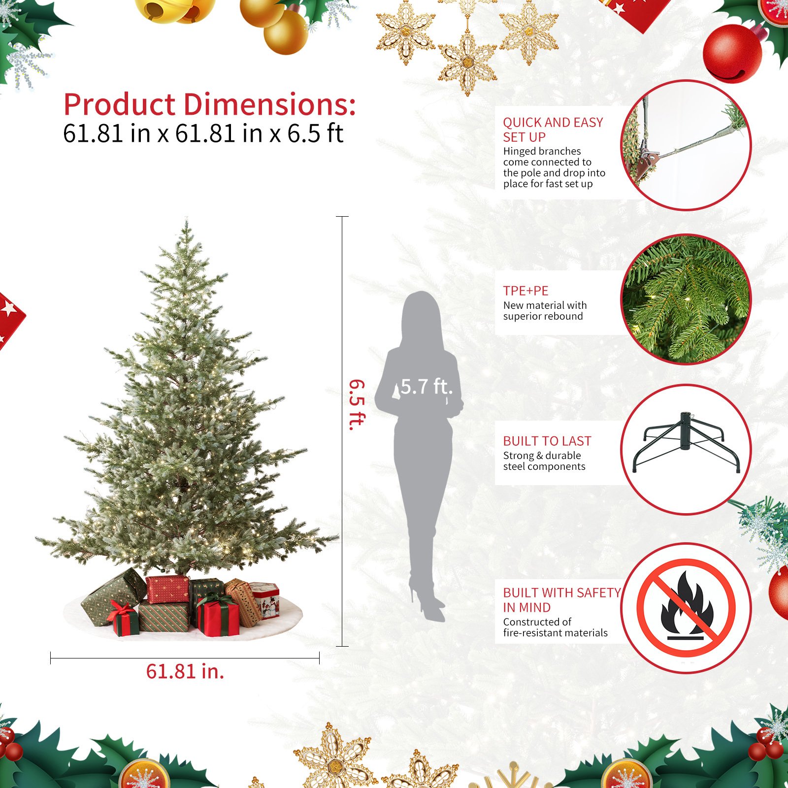 Colorado Blue Spruce 7.5ft Christmas Tree Pre-Lit Artificial