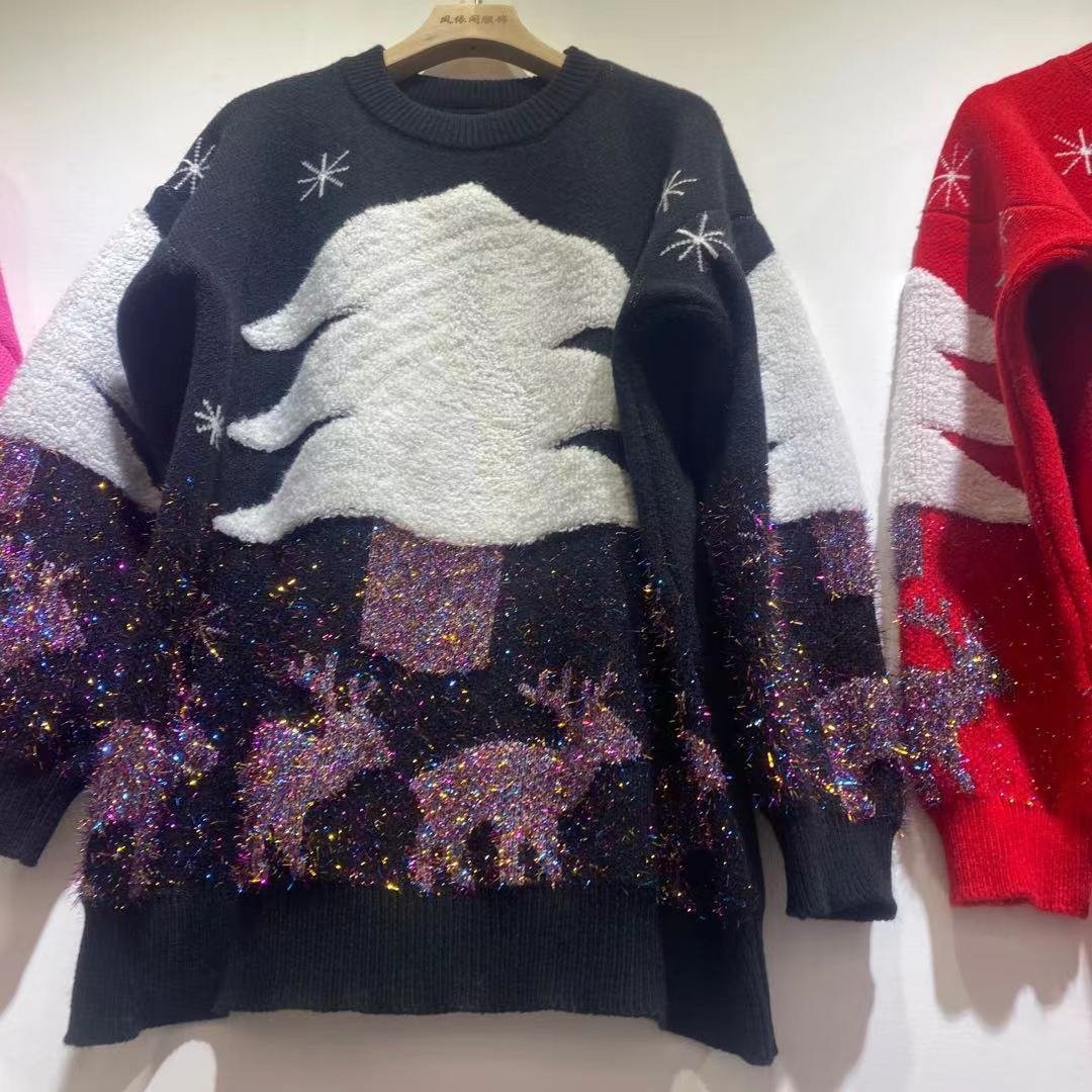 Women's Mid-length Christmas Lazy Loose Bottoming Sweater - Image 3