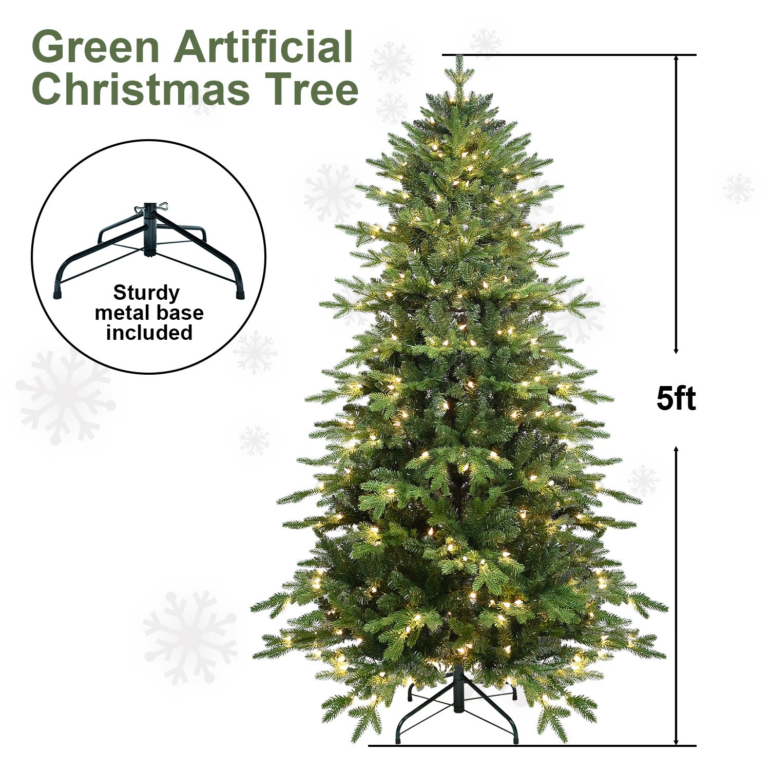 PVC Christmas Tree, Christmas Decorations, Green, With Lights - Image 3