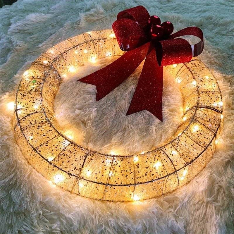 Lighted Christmas Door Wreath - Image 3