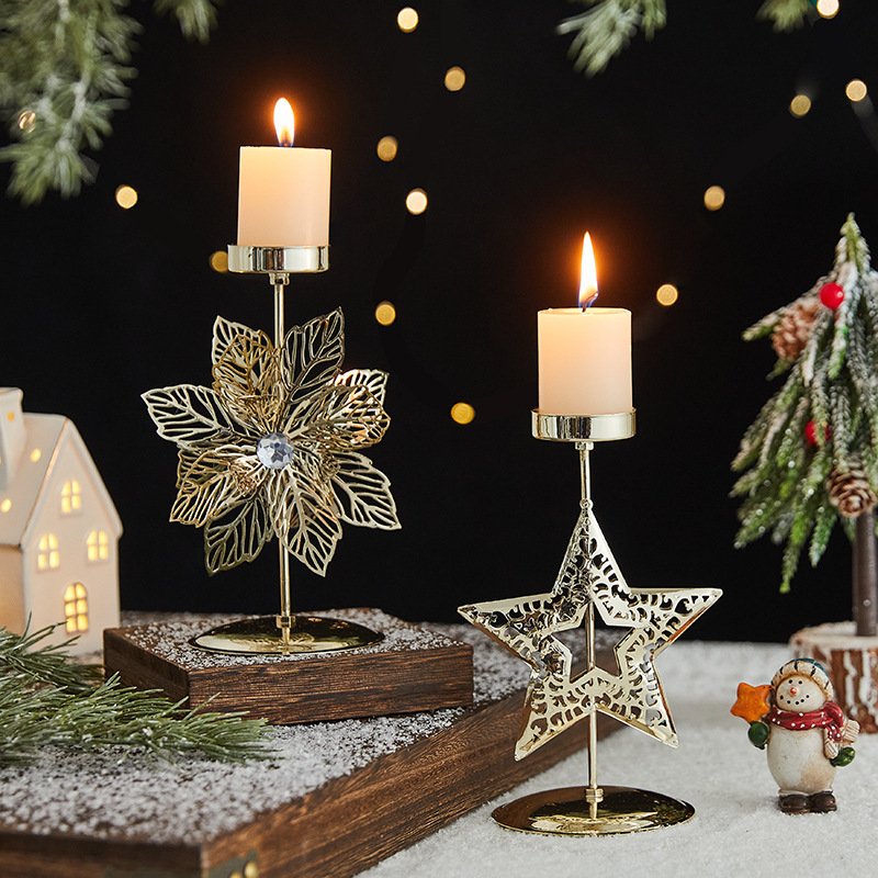 Romantic Christmas Wrought Iron Candlestick Candle Tray Decoration - Image 9