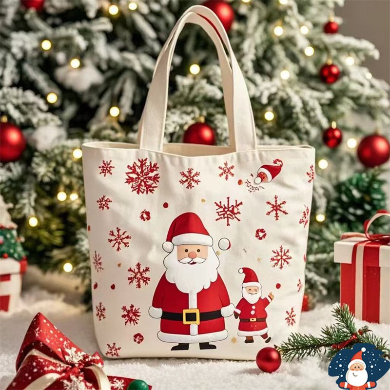 Santa Claus Gift Christmas Eve Portable Canvas Bag - Image 5