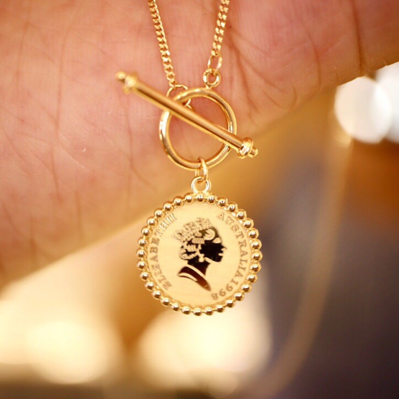 Gold Retro Round Brand Pure Jewelry Necklace - Image 3