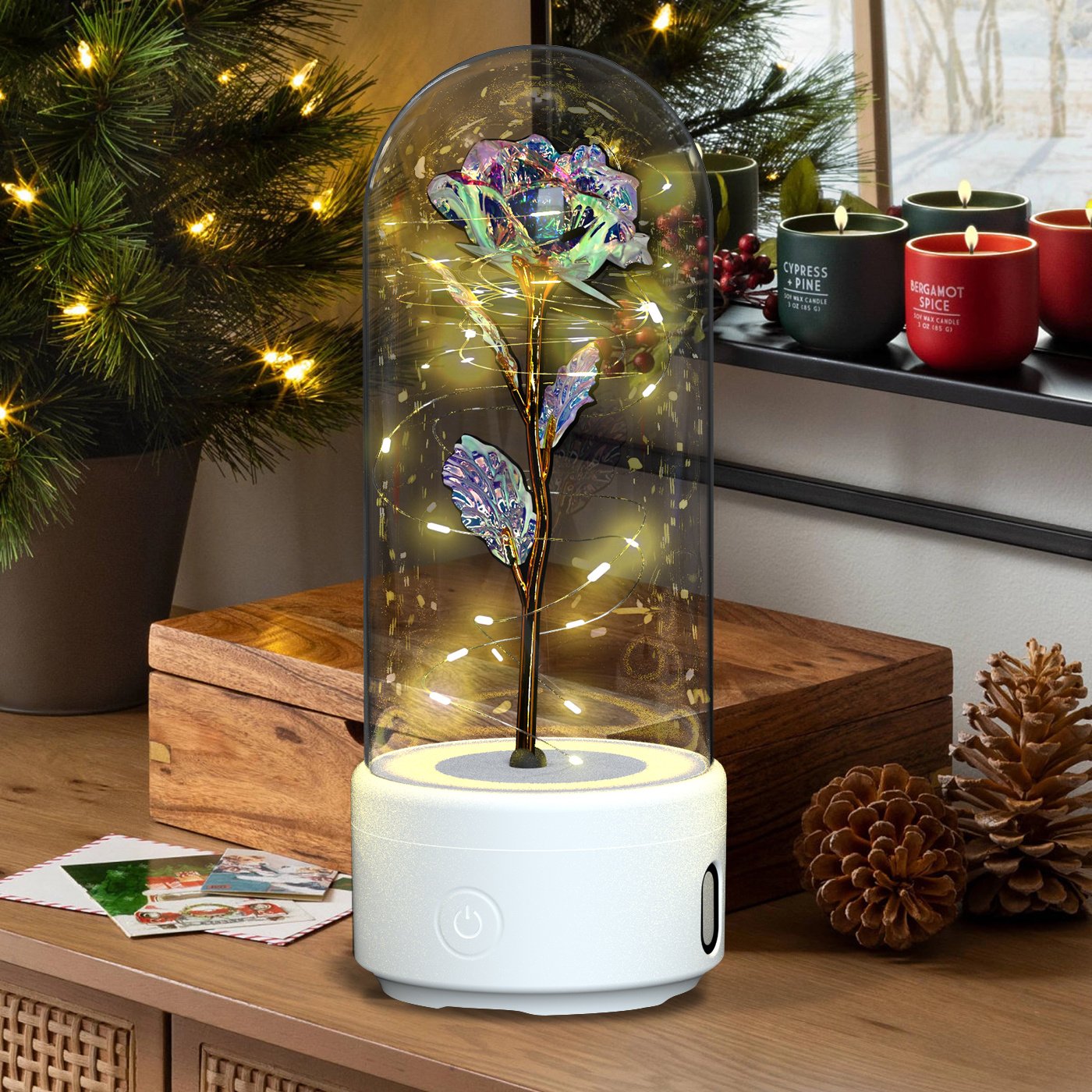 Creative 2 In 1 Rose Flowers LED Light And Bluetooth-compatible Speaker - Image 9