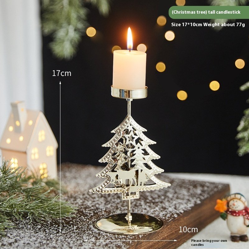 Romantic Christmas Wrought Iron Candlestick Candle Tray Decoration - Image 8