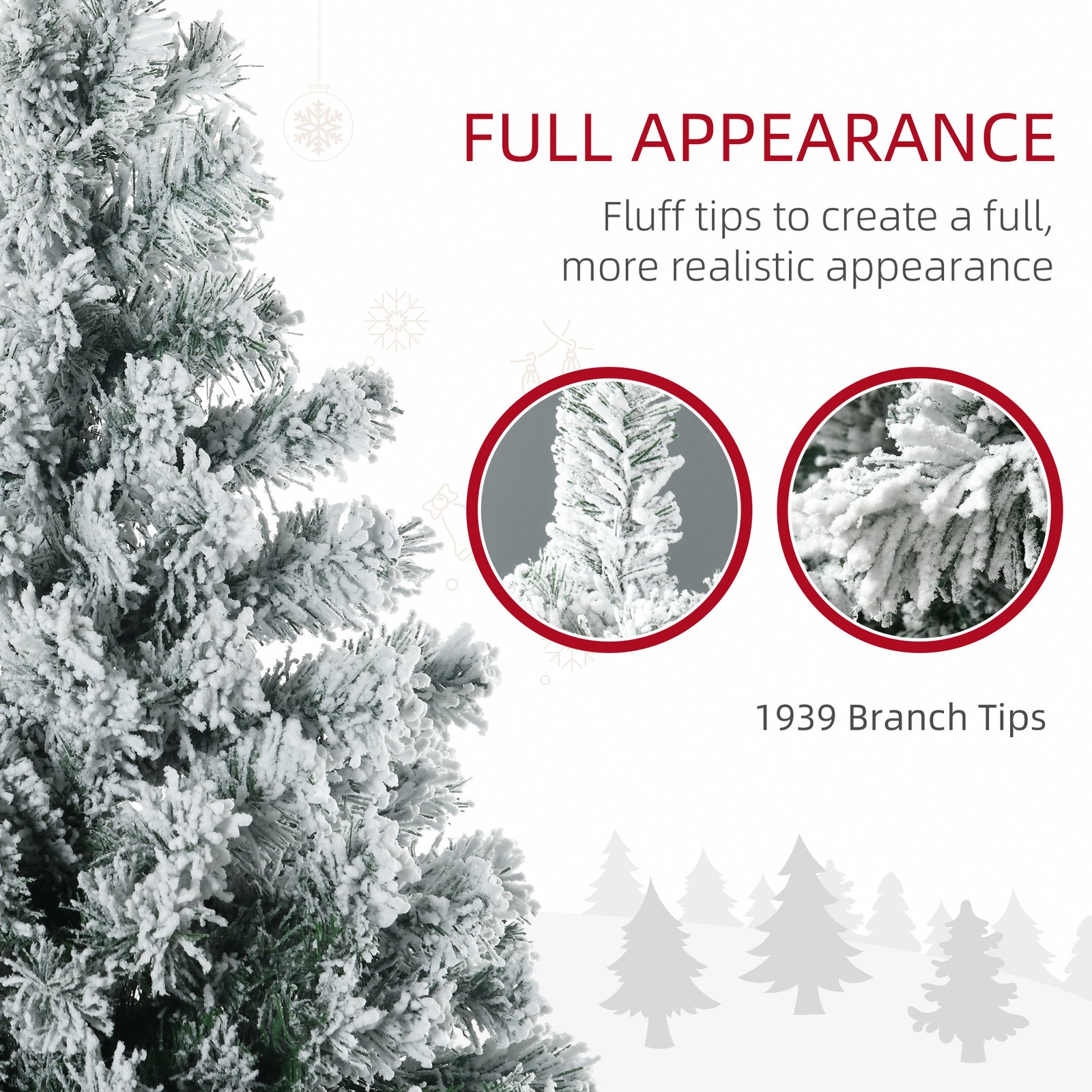 9' Artificial Snow Christmas Trees with Frosted Branches - Image 4