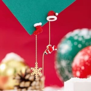 Ins Fashion Xmas Earrings Moving Santa Claus Long Tassel