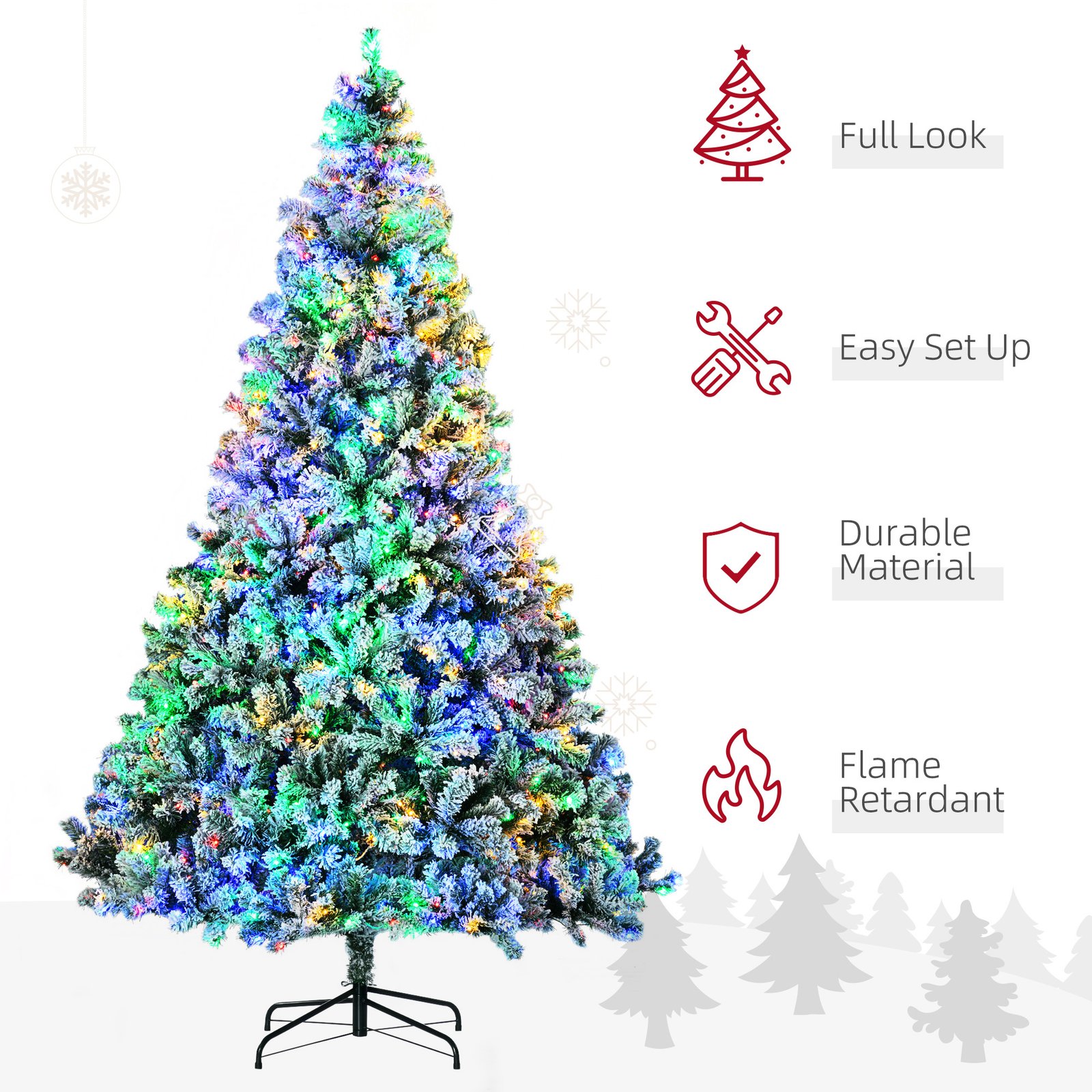 9' Artificial Snow Christmas Trees with Frosted Branches - Image 8