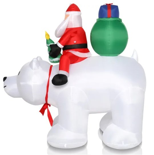 6ft 15W 7pcs LED Lights Santa Claus Rides Polar Bear Garden Santa Claus Decoration - Image 5
