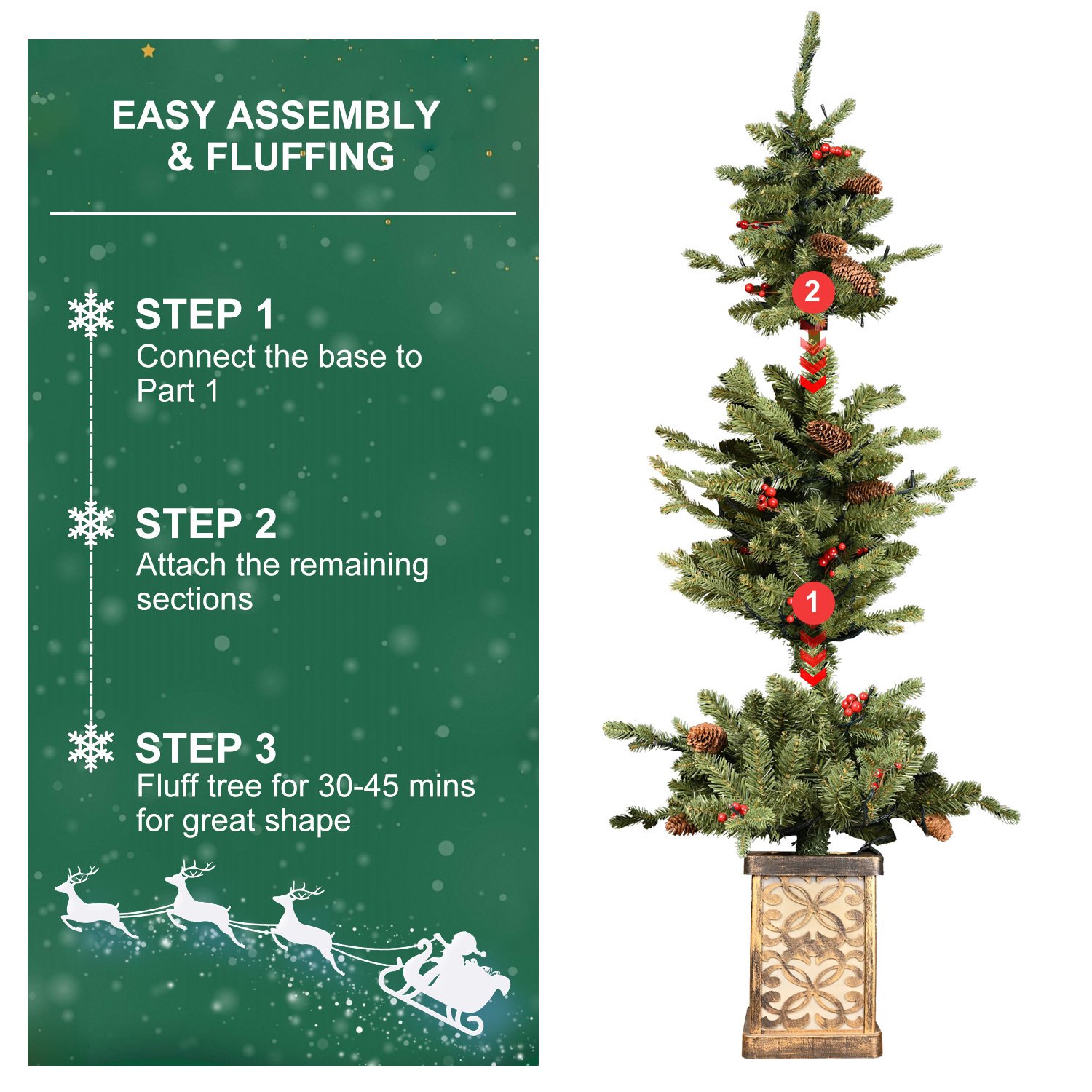 4ft Pre-lit Potted Porch Christmas Tree - Image 6