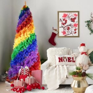 6FT 7.5FT Artificial Colorful Rainbow Christmas Tree