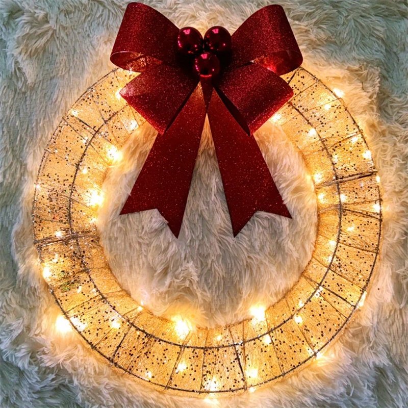 Lighted Christmas Door Wreath - Image 6