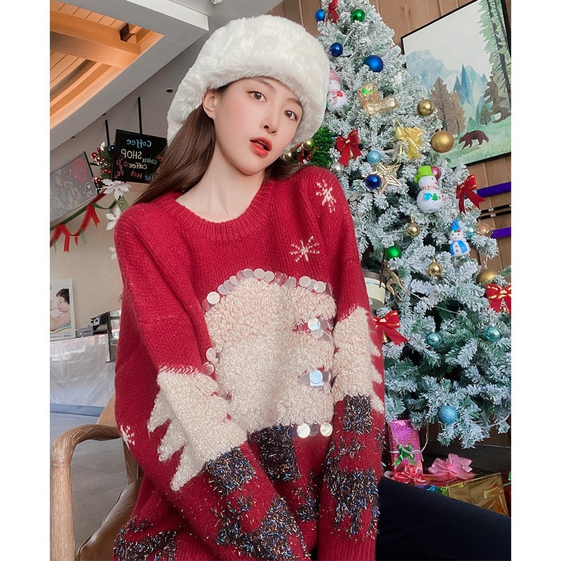 Women's Mid-length Christmas Lazy Loose Bottoming Sweater - Image 8