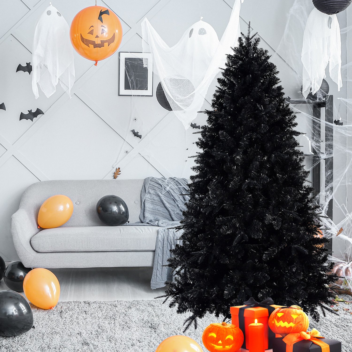 7-Foot Decorative Black Halloween Christmas Tree Artificial - Image 2