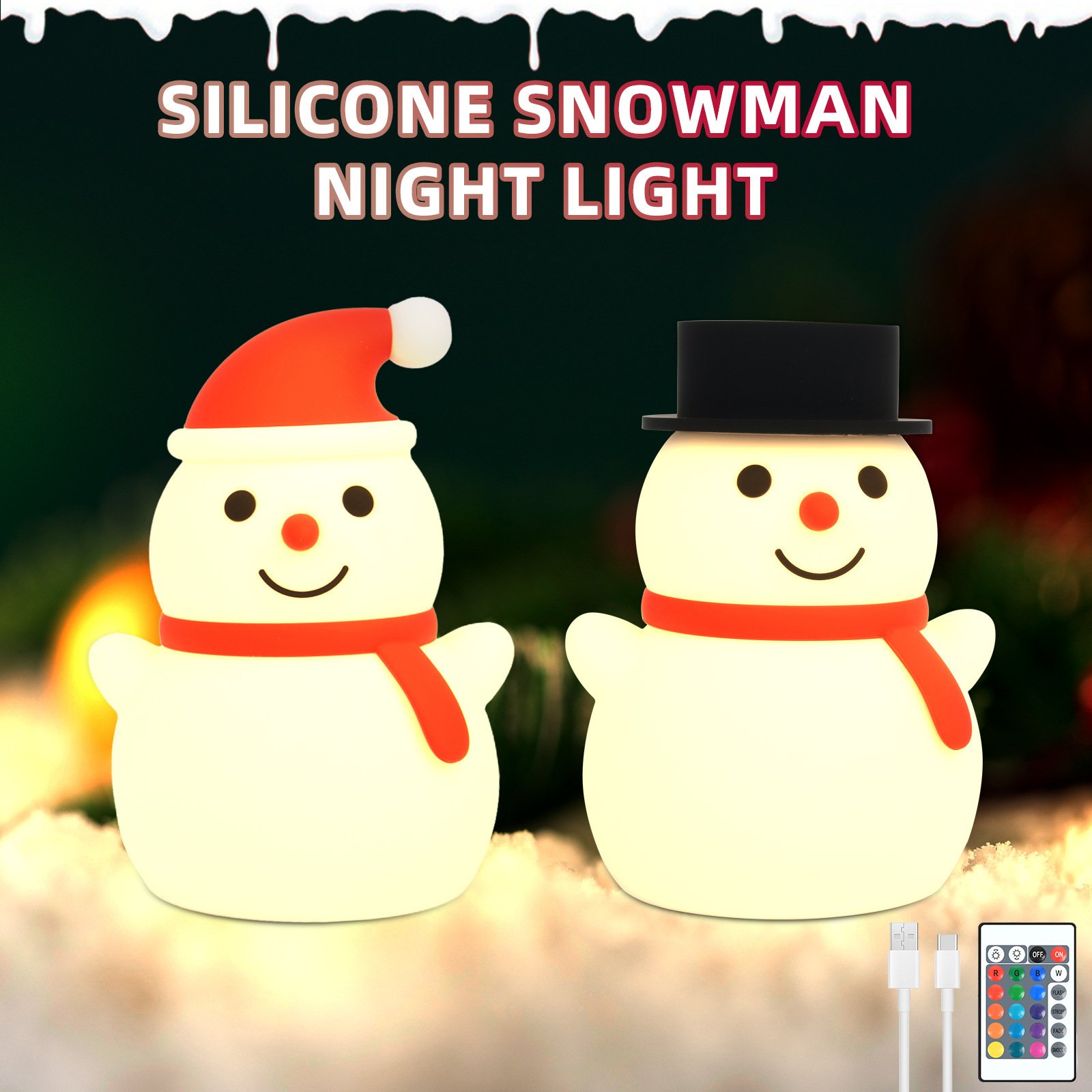 Christmas Ice Man Silicone Pat Lamp Remote Control Ambience Light - Image 3
