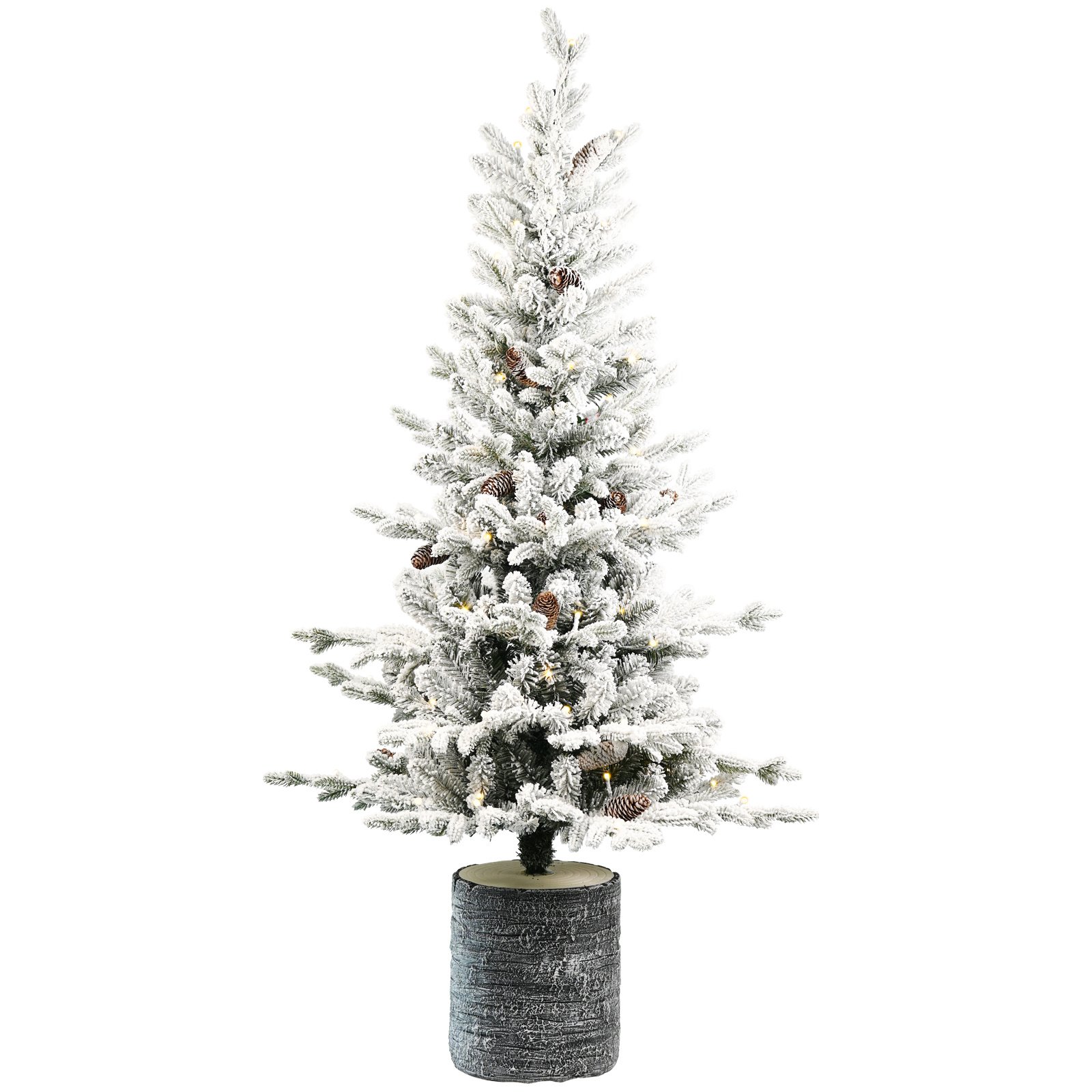 2FT 3FT 4.5FT 6.5FT Pre-lit Potted Flocked Christmas Tree