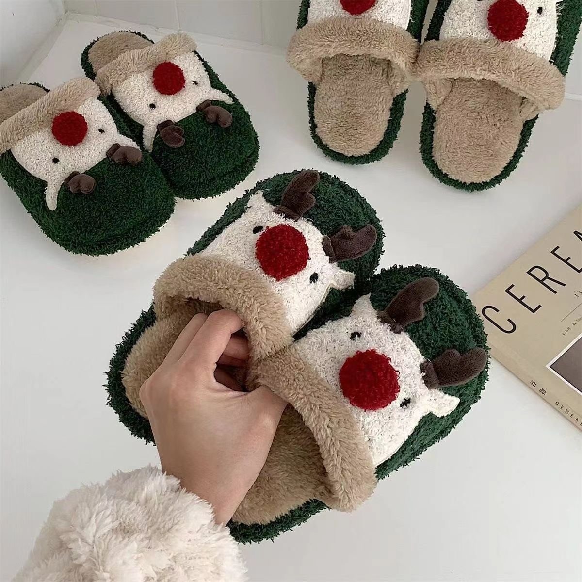 Fashion Non-slip Warm Christmas Elk Plush Shoes - Image 6